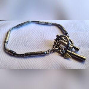 RETIRED Silpada Bracelet Sterling Silver Oxidized Brush Stroke Tassel Bracelet